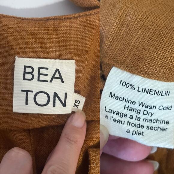 BEATON STUDIO 100% Linen Overalls in Rust Size XS - Picture 14 of 16
